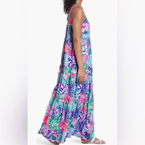 Lilly Pulitzer Loro Tiered Maxi Dress in Multi Patch to Match - Large - EUC - Picture 2 of 16